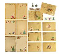 UBERMing Set di Buste e Carta Stazionaria Vintage 24 Pezzi A5 Carta da Lettere con 12 Busta Cartas da Lettere Vintage con 12 Raccordi in Metallo e Spago per Auguri di Vacanza
