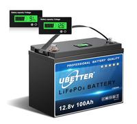 UBETTER 12V 100Ah Mini Batteria LiFePO4 con Display, BMS 100A e 4000+ cicli profondi, supporto in Serie/Parallelo, Batteria al litio 12V 100Ah Mini per l'accumulo di Energia a Casa