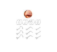 UBGICIG 22G 20G 18G Anelli Naso Cerchi Borchie per le Donne Acciaio Chirurgico 316L Sughero Vite Anelli Naso Forma L Narice Piercing Gioielli, 20G(0.8mm), Acciaio inossidabile, Zirconia cubica