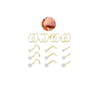 UBGICIG 22G 20G 18G Anelli Naso Cerchi Borchie per le Donne Acciaio Chirurgico 316L Sughero Vite Anelli Naso Forma L Narice Piercing Gioielli, 22G(0.6mm), Acciaio inossidabile, Zirconia cubica