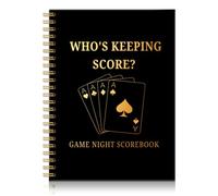 UBHCJZ Game Night Scorebook Gold Foil Black Spiral Notebook