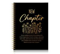 UBHCJZ New Chapter Gold Foil Black Spiral Notebook, New Beginnings Notebook
