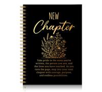 UBHCJZ New Chapter Gold Foil Black Spiral Notebook, New Beginnings Notebook