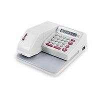 UBICON Scrittore elettronico per assegni con inchiostro rosso, display a 12 cifre, stampa antimanomissione, supporta 16 valute (1 cartuccia extra + flacone d'inchiostro, rosso)