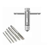 UBOHUZ 1 Set (6Pcs) Adjustable Silver T-Handle Ratchet Tap Holder Wrench Hand Tools With M3-M8 Machine Screw Thread Metric Plug T-shaped per Maschio Filettatura Manuale