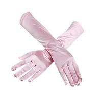 UBOHUZ 2 paia di guanti da donna lunghi in raso con dita, ballo sposa retrò for cocktail party in maschera, feste ritorno a casa Per Feste(Pink)