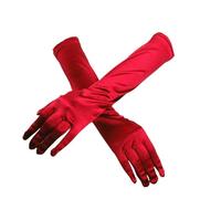 UBOHUZ 2 paia di guanti da donna lunghi in raso con dita, ballo sposa retrò for cocktail party in maschera, feste ritorno a casa Per Feste(Wine Red)