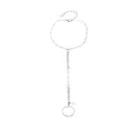 UBOHUZ 2 pezzi Braccialetto a catena con maglie di perle estive Elegante da polso for le dita for donne Braccialetti ad anello for Per Donne e Ragazze Regali(Silver G)