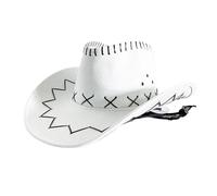 UBOHUZ 2 Pezzi Cappello da Cowboy Chapeau Cowgirl Accessori Donna per Vacanza(White,S(54-56cm))