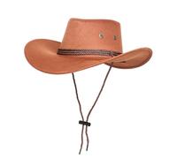 UBOHUZ 2 Pezzi Cappello da Cowboy Occidentale a Tesa Larga, Vintage, Cavaliere, Cappello a Cilindro, for Escursioni all'aperto, Viaggi, Estate per Vacanza(Coffee)