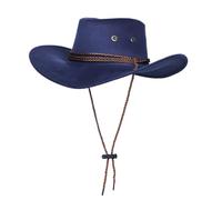 UBOHUZ 2 Pezzi Cappello da Cowboy Occidentale a Tesa Larga, Vintage, Cavaliere, Cappello a Cilindro, for Escursioni all'aperto, Viaggi, Estate per Vacanza(Dark Blue)