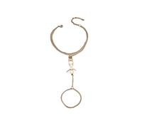 UBOHUZ 2 pezzi catena da mano femminile con anello dito elegante braccialetto for le donne ad in acciaio inossidabile Per Donne e Ragazze Regali(Silver)