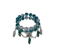 UBOHUZ 2 pezzi di braccialetto di perline con ciondolo di cristallo for le donne, braccialetti a catena con perline dolci, regali for fidanzate Per Donna(Style T)