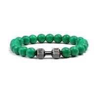 UBOHUZ 2 pezzi di perline di pietra bracciali braccialetti donne gioielli uomo braccialetto accessori in metallo biliklik coppia Per Donna(19cm,Dark green)
