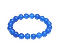 UBOHUZ 2 pezzi di perline rotonde lisce in quarzite blu braccialetti elastici for donne gioielli in pietra Pulseras 6/8/10/12mm Per Donna(10mm)