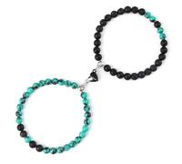 UBOHUZ 2 pezzi/set braccialetti di perline di pietra coppie cuore collegato braccialetti elastici for donne uomini gioielli Per Donna(Set-15)