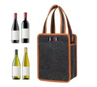 UBOHUZ 2PCS 6 Bottle Wine Carrier With Divider Felt Storage Tote Bag Portable Red Box With Handle per Bottiglie di Vino