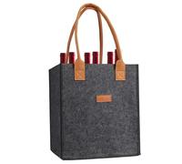 UBOHUZ 2PCS 6 Bottle Wine Carrier With Divider Felt Storage Tote Bag Portable Red Box With Handle per Bottiglie di Vino(Black)