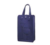 UBOHUZ 2PCS Double Bottle Felt Wine Tote Bag Heavy Duty Handheld Carrier, Wrap Storage Pouch For Beverage Packaging & Party per Bottiglie di Vino(Blue)