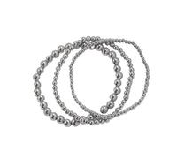 UBOHUZ 3 pezzi braccialetti di perline in acciaio inossidabile for le donne gioielli alla moda polsino perline di metallo regalo Per Donna(Sliver,16cm)