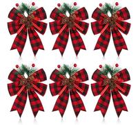 UBOHUZ 6 Pezzi di pigne Natalizie, Aghi di Pino, Fiocchi, Nastri, Decorazioni for L'Albero, Arredamento for la casa per Ringraziamento(ColorC 6PCS)