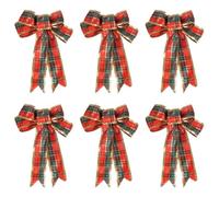 UBOHUZ 6 Pezzi Grandi Fiocchi di Natale for la Cima dell'albero di Natale Fiocco di Nastro di Lino Ciondolo Decorazione for Porta Finestra di Capodanno per Ringraziamento(Color 8)