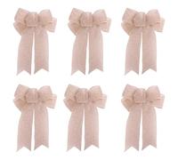 UBOHUZ 6 Pezzi Grandi Fiocchi di Natale for la Cima dell'albero di Natale Fiocco di Nastro di Lino Ciondolo Decorazione for Porta Finestra di Capodanno per Ringraziamento(Color 3)