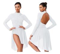 UBOHUZ Abito da Pattinaggio Artistico con Glitter Donna, in Rete Irregolare, Patchwork, sfumato, for Ginnastica, Balletto, Danza lirica per Pattinaggio Artistico(Color 8,S)