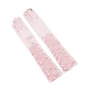 UBOHUZ Abito Da Sposa Donna Elegante In Raso Lungo E Sottile Con Protezione Solare, Guanto Retrò Pieghettato, Sole Guida Elastico Setoso Per Feste(Pink,1 pair)