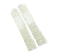 UBOHUZ Abito Da Sposa Donna Elegante In Raso Lungo E Sottile Con Protezione Solare, Guanto Retrò Pieghettato, Sole Guida Elastico Setoso Per Feste(Beige,3 pairs)
