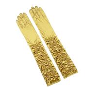UBOHUZ Abito Da Sposa Donna Elegante In Raso Lungo E Sottile Con Protezione Solare, Guanto Retrò Pieghettato, Sole Guida Elastico Setoso Per Feste(Golden,2 pairs)