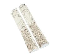 UBOHUZ Abito Da Sposa Donna Elegante In Raso Lungo E Sottile Con Protezione Solare, Guanto Retrò Pieghettato, Sole Guida Elastico Setoso Per Feste(Champagne,1 pair)
