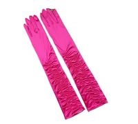 UBOHUZ Abito Da Sposa Donna Elegante In Raso Lungo E Sottile Con Protezione Solare, Guanto Retrò Pieghettato, Sole Guida Elastico Setoso Per Feste(Rose Red,2 pairs)