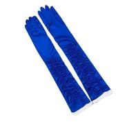 UBOHUZ Abito Da Sposa Donna Elegante In Raso Lungo E Sottile Con Protezione Solare, Guanto Retrò Pieghettato, Sole Guida Elastico Setoso Per Feste(Blue,1 pair)