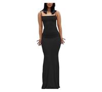 UBOHUZ Abito Lungo Sexy Aderente Senza Maniche con Schiena Scoperta da Donna, Elegante e Attillato, for Feste, Abbigliamento Femminile per Cocktail Party(Black,M)