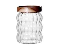 UBOHUZ Barattolo Di Caramelle A Strisce Con Coperchio In Legno Contenitore Ermetico In Vetro Bottiglie For Conservazione Delle Per Caramelle(550ML)