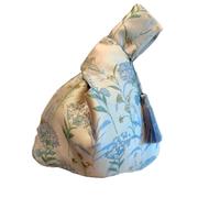 UBOHUZ Borsa a mano quadrata piccola vintage con ricamo a fiori for donna, elegante borsa da polso sposa Per Donna(Blue)