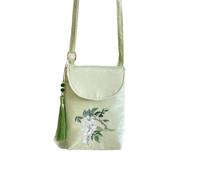 UBOHUZ Borsa for telefono ricamata for viaggio a tracolla piccola da donna Borse vintage ricamate Per Donna(Green)