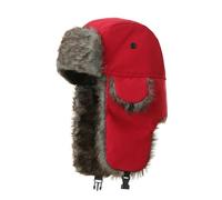 UBOHUZ Cappelli Invernali da Uomo, con paraorecchie, Caldi e Impermeabili, Aviatore, Cacciatore, Bombardiere, Protezioni for Le Orecchie per Caccia(Red)