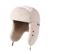 UBOHUZ Cappello Anti-Freddo Anti-Fulmine for Esterni, Protezione for Le Orecchie in Velluto Spesso, Sci Invernale con Pelliccia Integrata per Caccia(Beige)