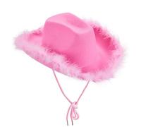 UBOHUZ Cappello da Cowboy con Tesa Rosa Cowgirl, 2 Pezzi, for Carnevale per Vacanza(Pink)