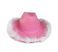 UBOHUZ Cappello da Cowboy con Tesa Rosa Cowgirl, 2 Pezzi, for Carnevale per Vacanza(Pink White)