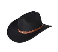 UBOHUZ Cappello da Cowboy Vintage Western for Uomo, Donna, Cowgirl, con Tesa Larga, a Cloche, Chiesa, Sombrero per Vacanza(Black)