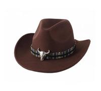 UBOHUZ Cappello da Cowboy Western, Cappello Etnico con Bordo Arrotolato, Sole, Jazz, Viaggio all'aperto per Vacanza(Coffee)
