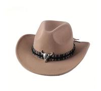 UBOHUZ Cappello da Cowboy Western, Cappello Etnico con Bordo Arrotolato, Sole, Jazz, Viaggio all'aperto per Vacanza(Khaki)