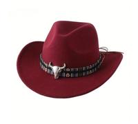 UBOHUZ Cappello da Cowboy Western, Cappello Etnico con Bordo Arrotolato, Sole, Jazz, Viaggio all'aperto per Vacanza(Red)