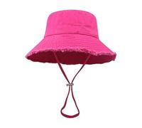 UBOHUZ Cappello Da Pescatore Pieghevole Estivo Dal Design Sfilacciato For Adolescenti Con Anti-uv Regolabile For La Famiglia Di Amici Per Escursionismo(Red)