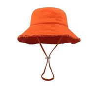 UBOHUZ Cappello Da Pescatore Pieghevole Estivo Dal Design Sfilacciato For Adolescenti Con Anti-uv Regolabile For La Famiglia Di Amici Per Escursionismo(Orange)