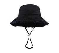 UBOHUZ Cappello Da Pescatore Pieghevole Estivo Dal Design Sfilacciato For Adolescenti Con Anti-uv Regolabile For La Famiglia Di Amici Per Escursionismo(Black)