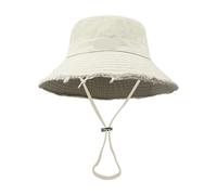 UBOHUZ Cappello Da Pescatore Pieghevole Estivo Dal Design Sfilacciato For Adolescenti Con Anti-uv Regolabile For La Famiglia Di Amici Per Escursionismo(Light Beige)
